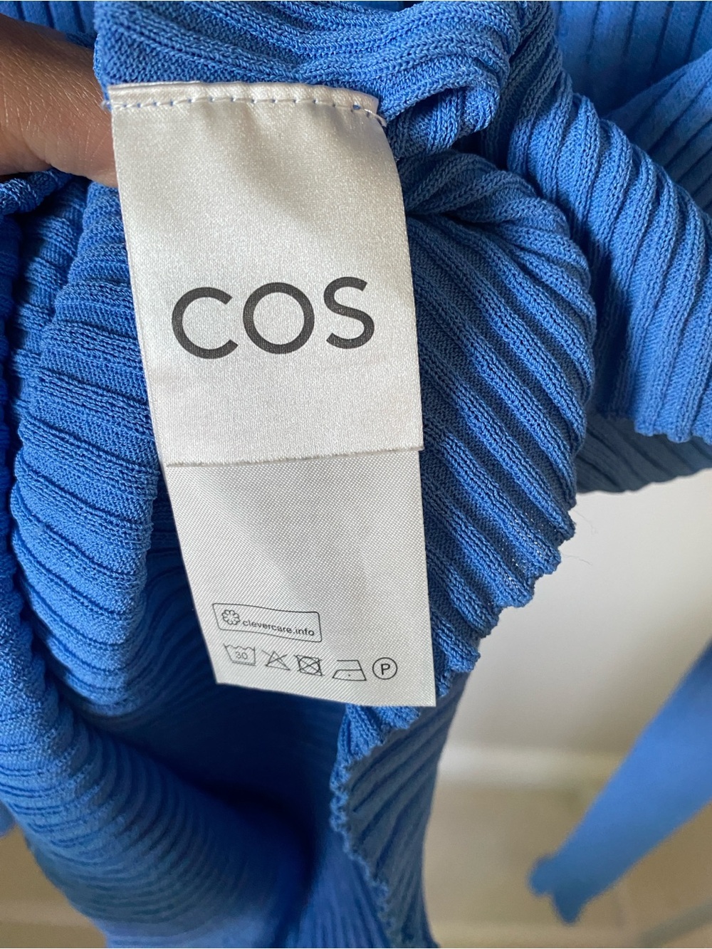 COS Blue Ribbed Collared Button-Front Top - Picture 4 of 5